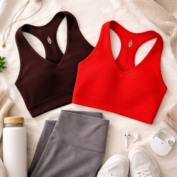 Free People Movement Ribbed Racerback Crop Tank Bundle Small - Picture 1 of 4